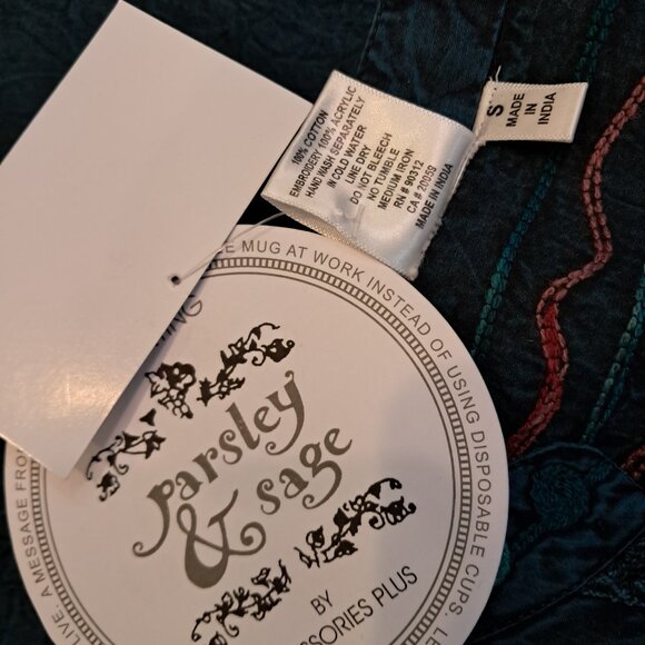 Parsley & Sage size S boho embroidered blouse, NEW WITH TAGS - Picture 6 of 7